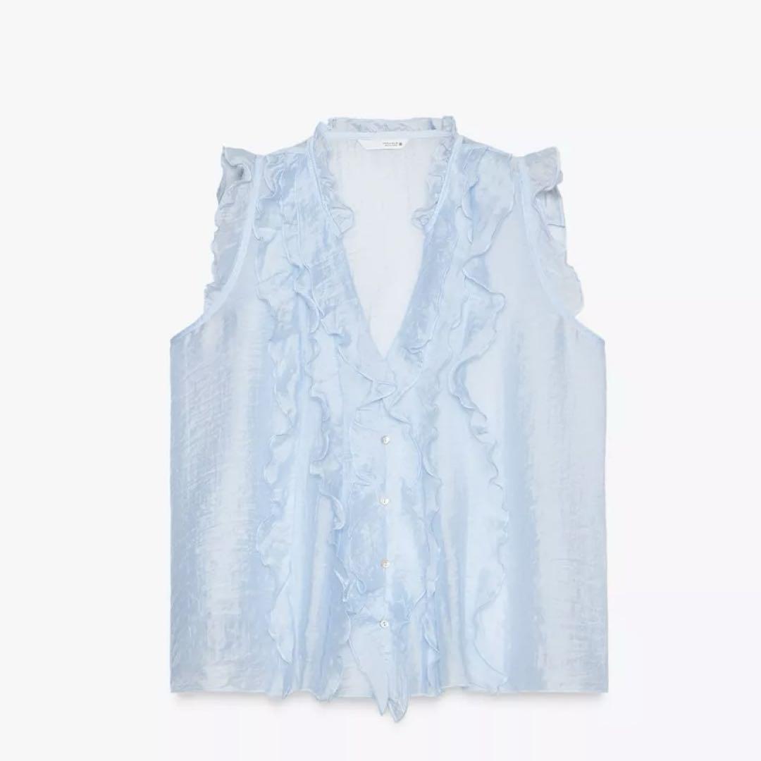 ZARA フリル付きフルイドトップス 完売品