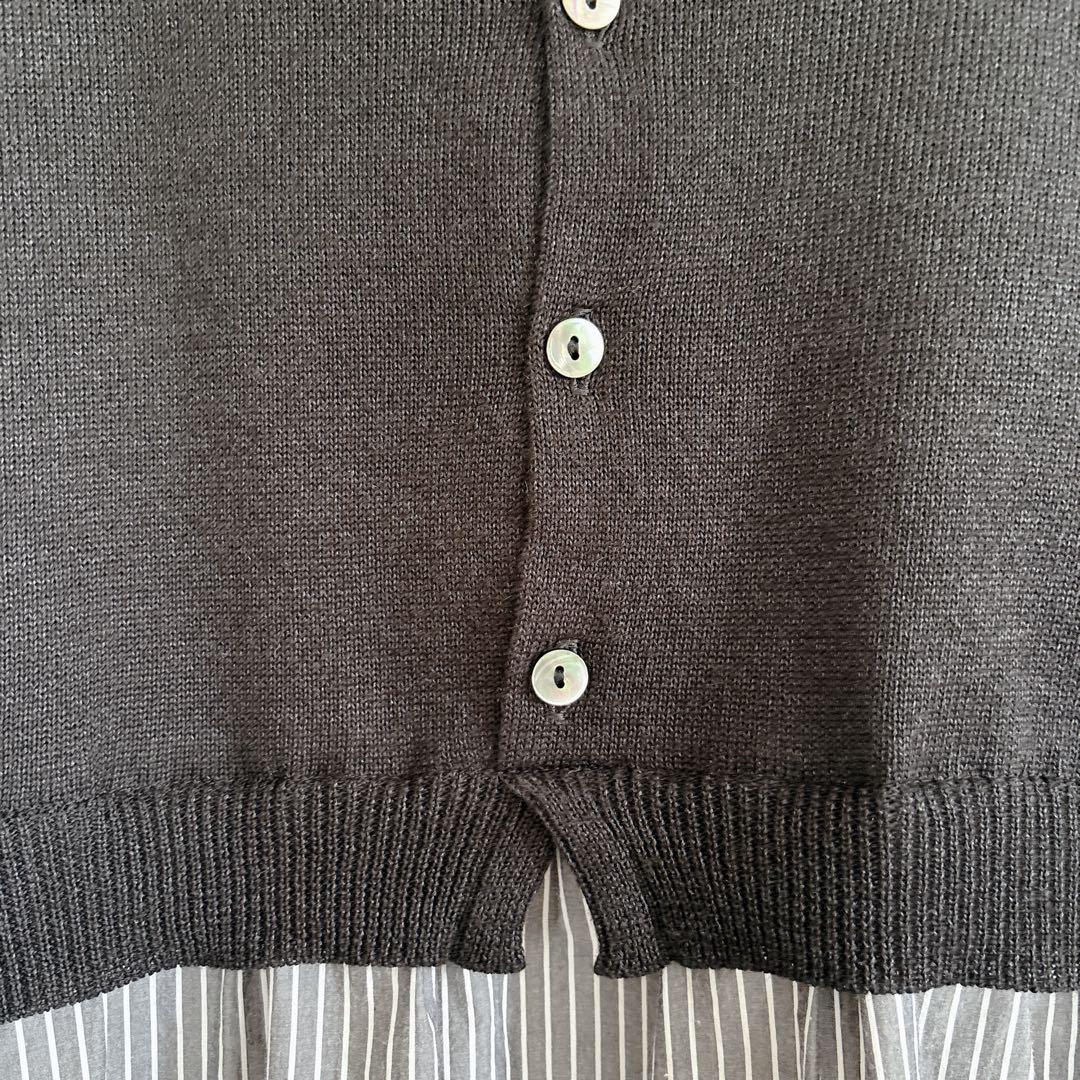 【美品】BEARDSLEY ドッキングチュニック ラミーニット&ストライプ 黒 美品】BEARDSLEY ドッキングチュニック ラミーニット&ストライプ