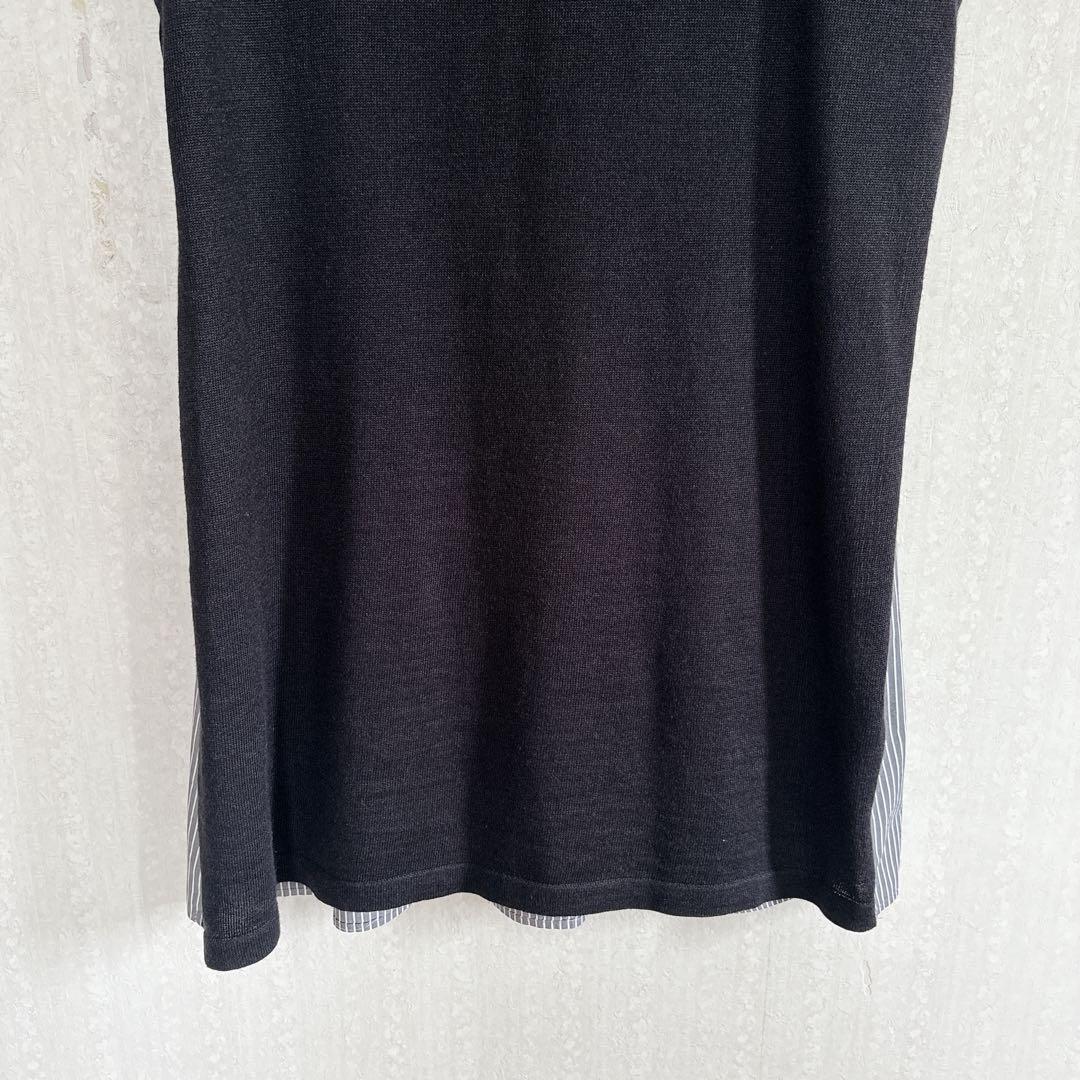【美品】BEARDSLEY ドッキングチュニック ラミーニット&ストライプ 黒 美品】BEARDSLEY ドッキングチュニック ラミーニット&ストライプ