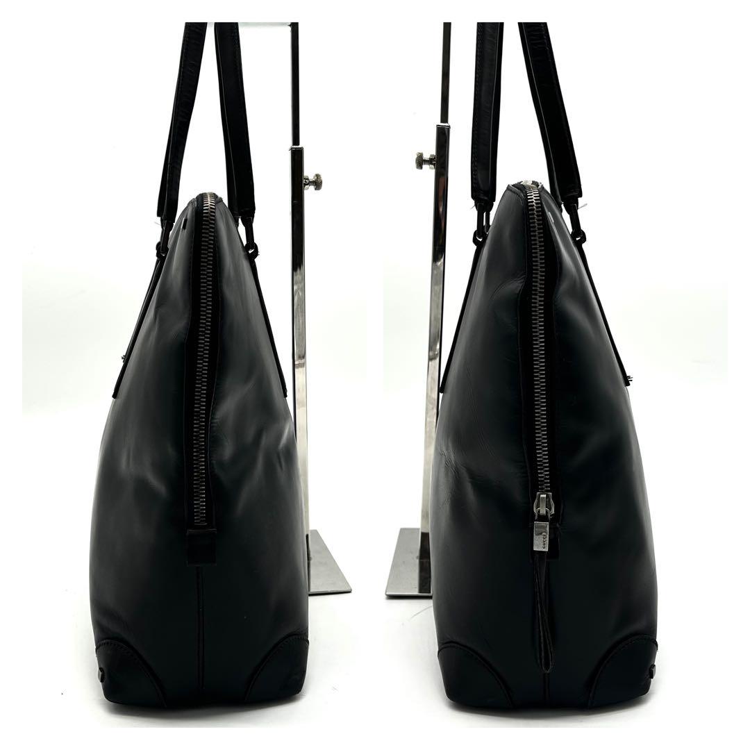 【美品】グッチ ビジネスバッグ オールレザー スタッズ A4収納可 ブラック