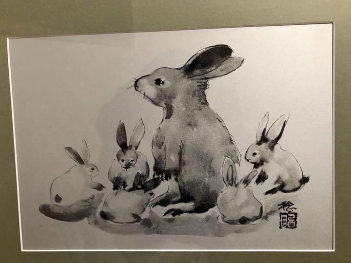 水墨画　うさぎ