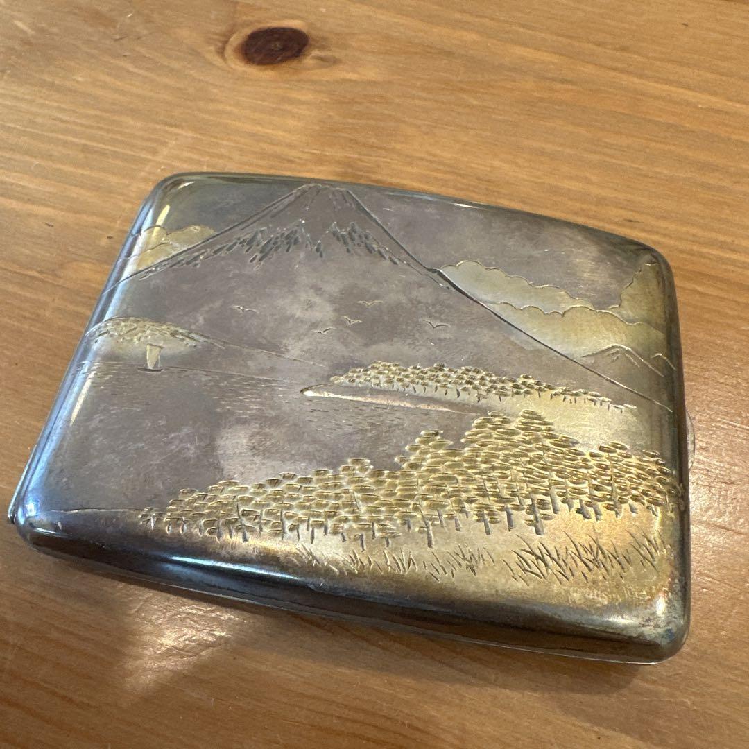 純銀950刻印　煙草入れ　シガレットケース　金工　骨董古美術 silver 950刻印 煙草入れ シガレットケース 骨董古美術 光夫刀