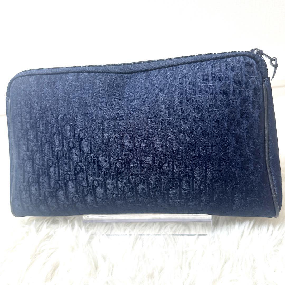 美品　Dior トロッター　クラッチバッグ　ネイビー　ゴールドロゴ