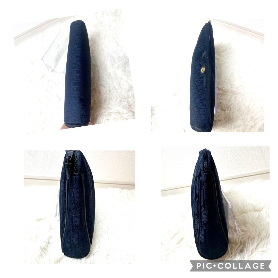 美品　Dior トロッター　クラッチバッグ　ネイビー　ゴールドロゴ
