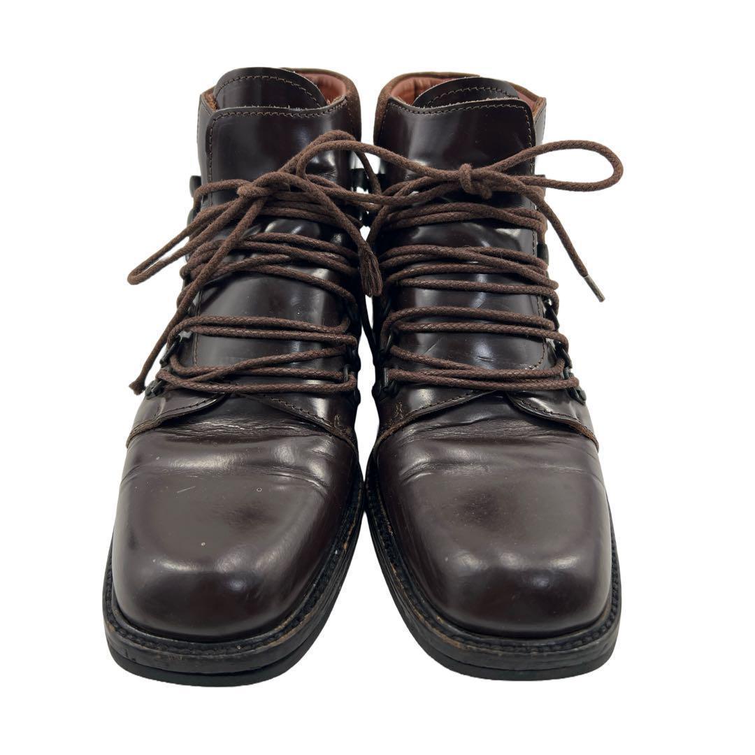 GUCCI グッチ レースアップ ガラス レザー ブーツ マウンテン ロゴ GUCCI グッチ レースアップ ガラス レザー ブーツ マウンテン ロゴ