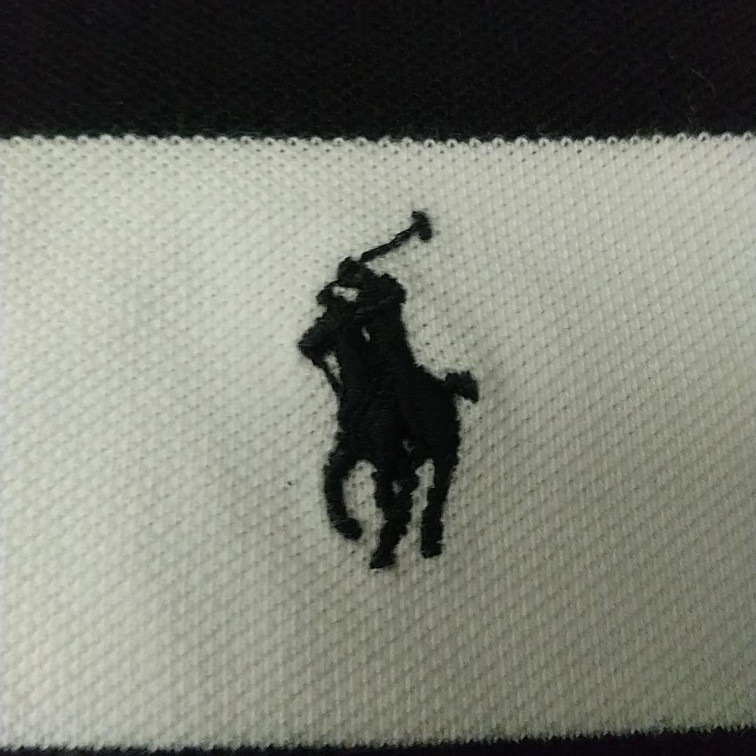 ポロバイラルフローレン 太ボーダー 刺繍ロゴ ポロシャツ XL 黒×白