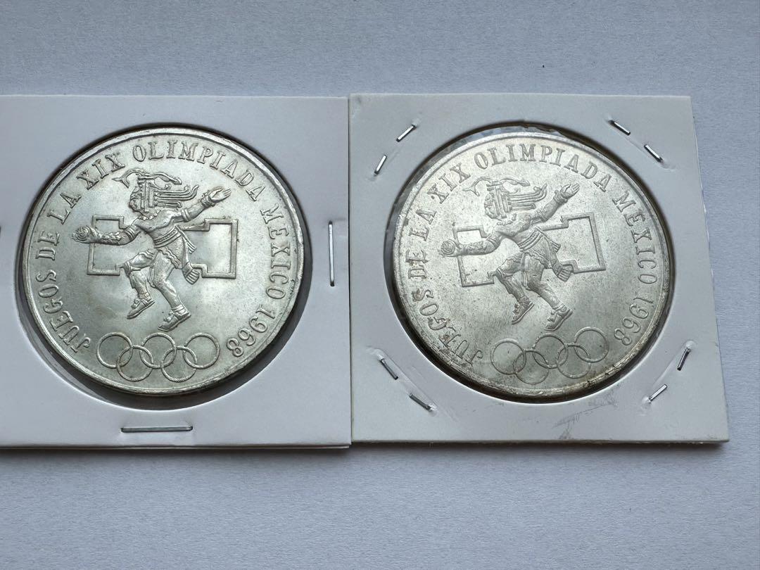 メキシコ銀貨オリンピック 25ペソ銀貨2枚1968年本物