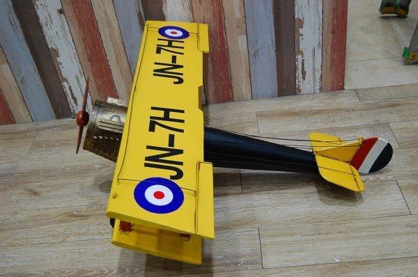 ブリキの飛行機　イギリス戦闘機JN-7H　複葉　Lサイズ　ビッグサイズ 店内装飾