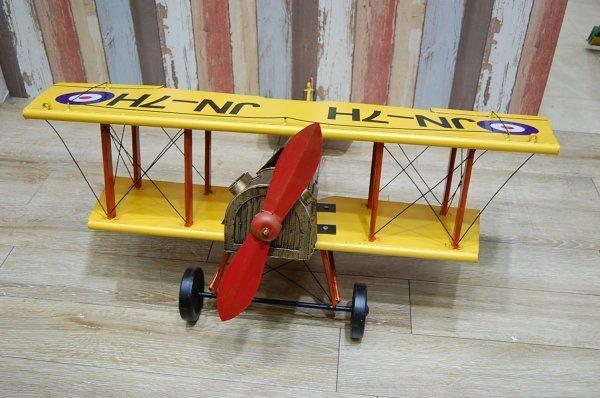 ブリキの飛行機　イギリス戦闘機JN-7H　複葉　Lサイズ　ビッグサイズ 店内装飾