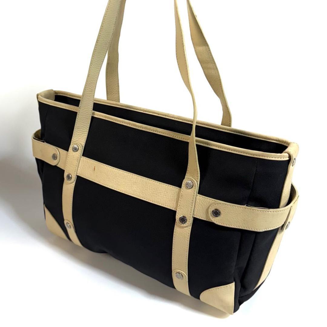 【美品】BVLGARI トートバッグ ロゴマニア シルバー 金具 イタリア製