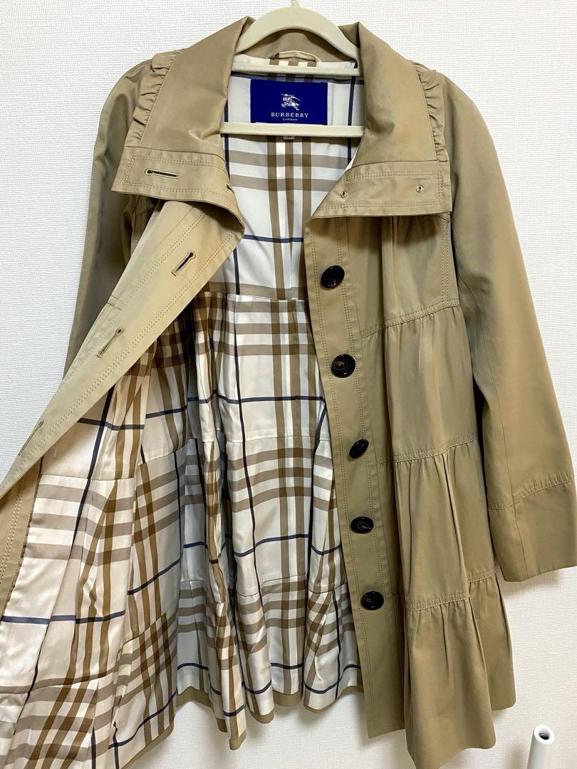 極美品【Burberry Blue Label】フリル調トレンチコート