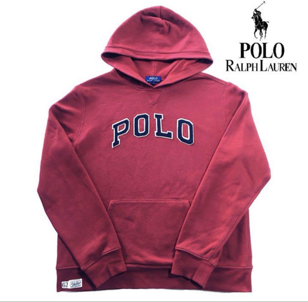 POLO RALPH LAUREN 英字ロゴスウェットパーカー 赤 XL 古着 8,799円