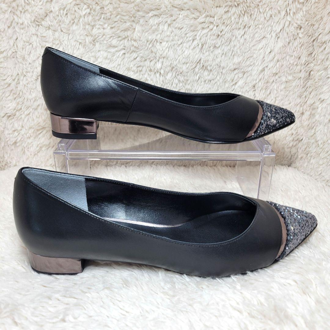 ✨極美品✨DIANA ダイアナ パンプス ラメ Vカット ポインテッドトゥ 黒
