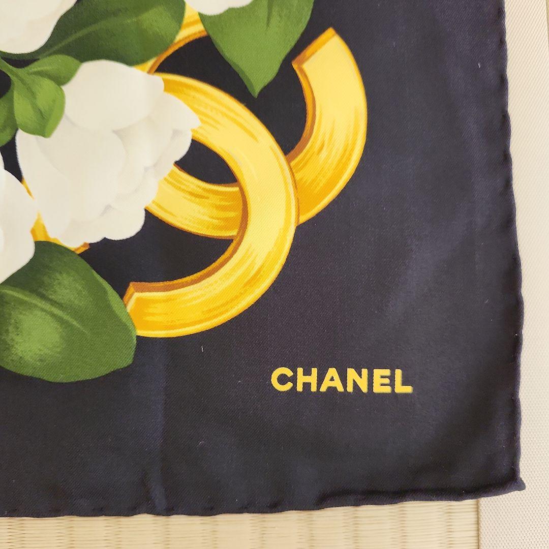 CHANEL シルクスカーフ ネイビー
