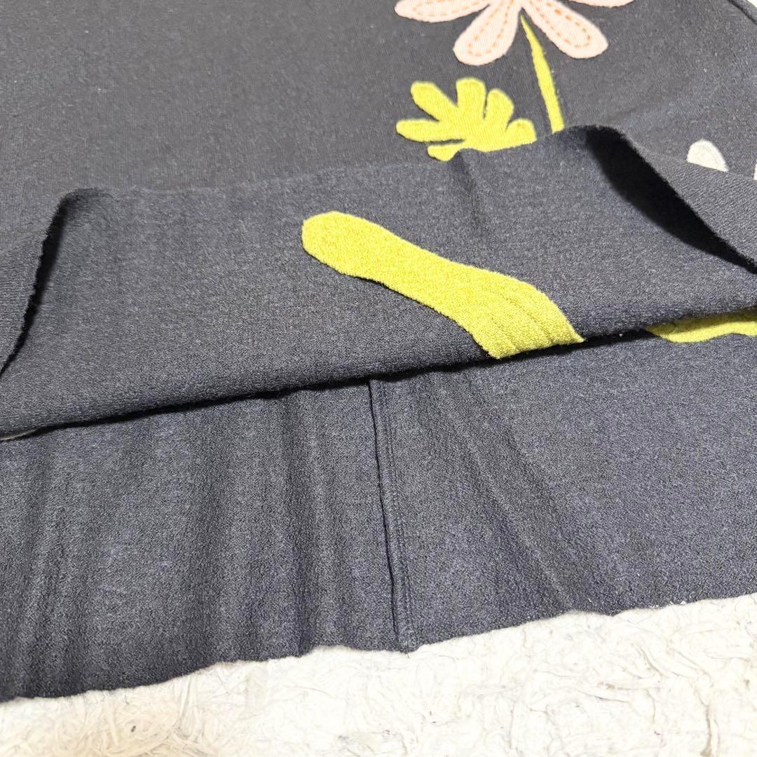 美品✨ホコモモラ ロングワンピース 花 フラワー 刺繍 黒 40 Aライン 美品✨ホコモモラ ロングワンピース 花 フラワー 刺繍 黒 40 Aライン