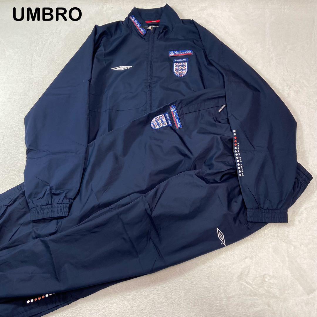 90s UMBRO England ナイロン　セットアップ　ジャージ　ネイビー
