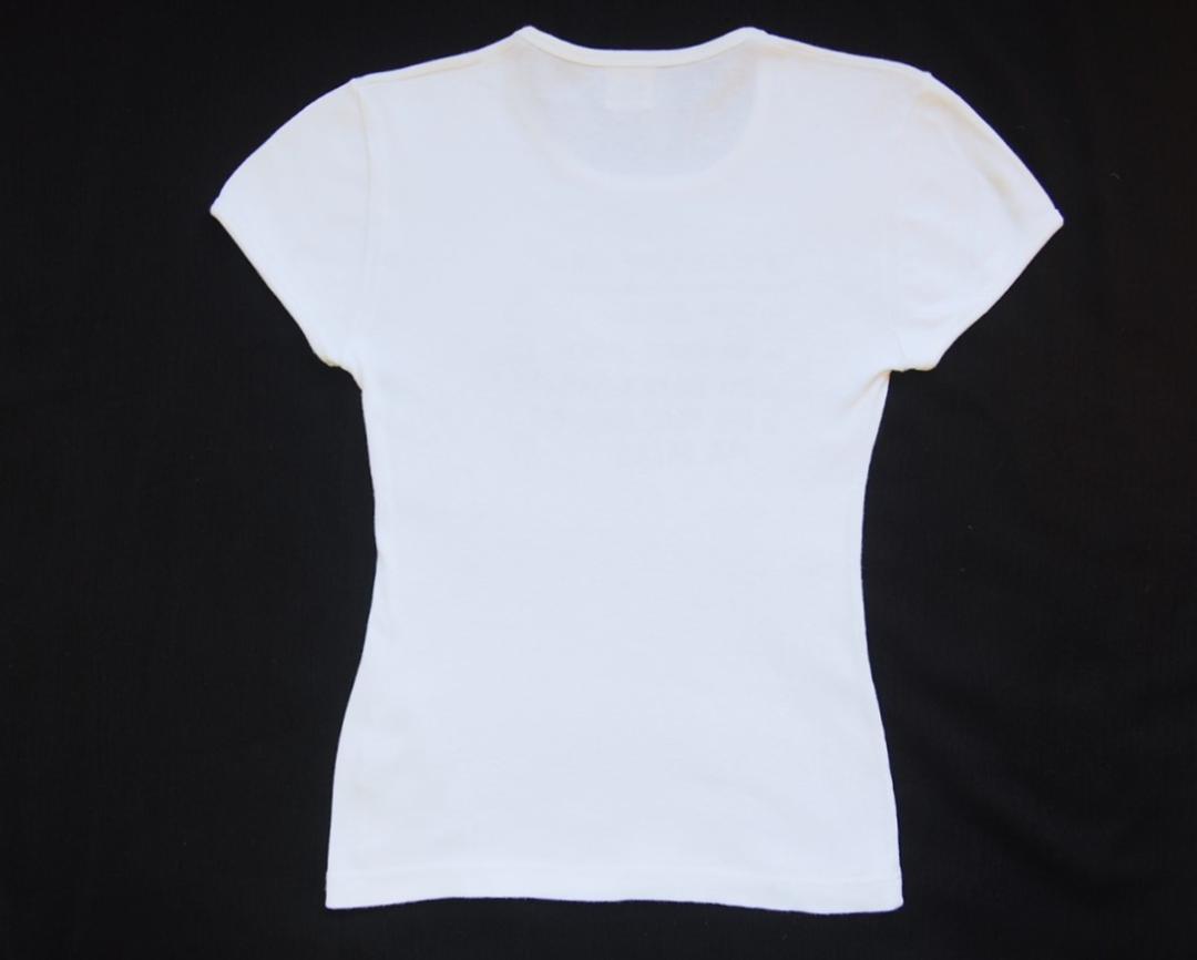 定価４万★フランス製★イネス★女性らしい襟開きＴシャツ白コンパクトリブInese