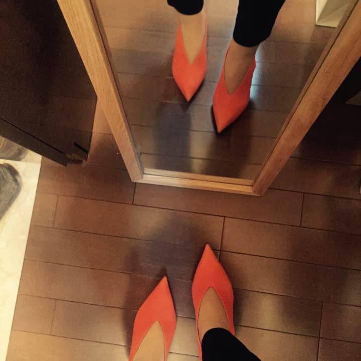 CELINE Vカットパンプス Bright Orange 36 1/2