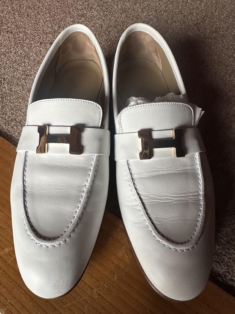 HERMES エルメス　モカシンパリ　38.5 ホワイト