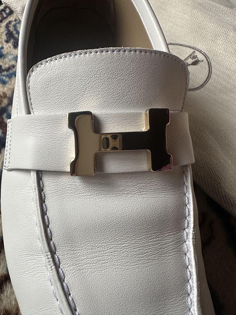 HERMES エルメス　モカシンパリ　38.5 ホワイト