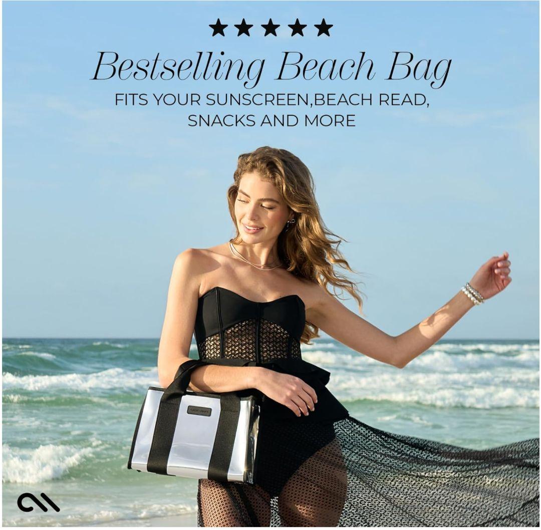 Case-Mate シルバークローム スモール ビーチトート 軽量ビーチバッグ