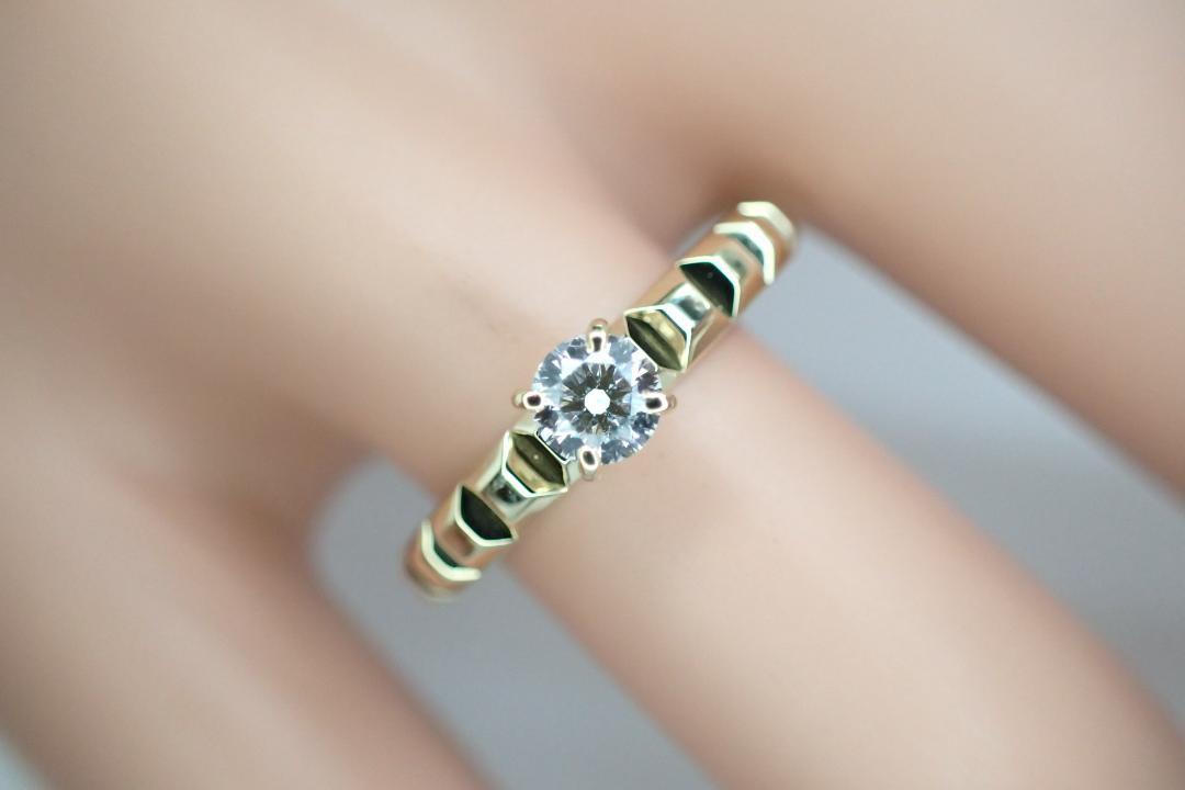 正規店仕入れの 23/美品 リング ソリテール ダイヤ クルドパリ K18YG ブシュロン アクセサリー