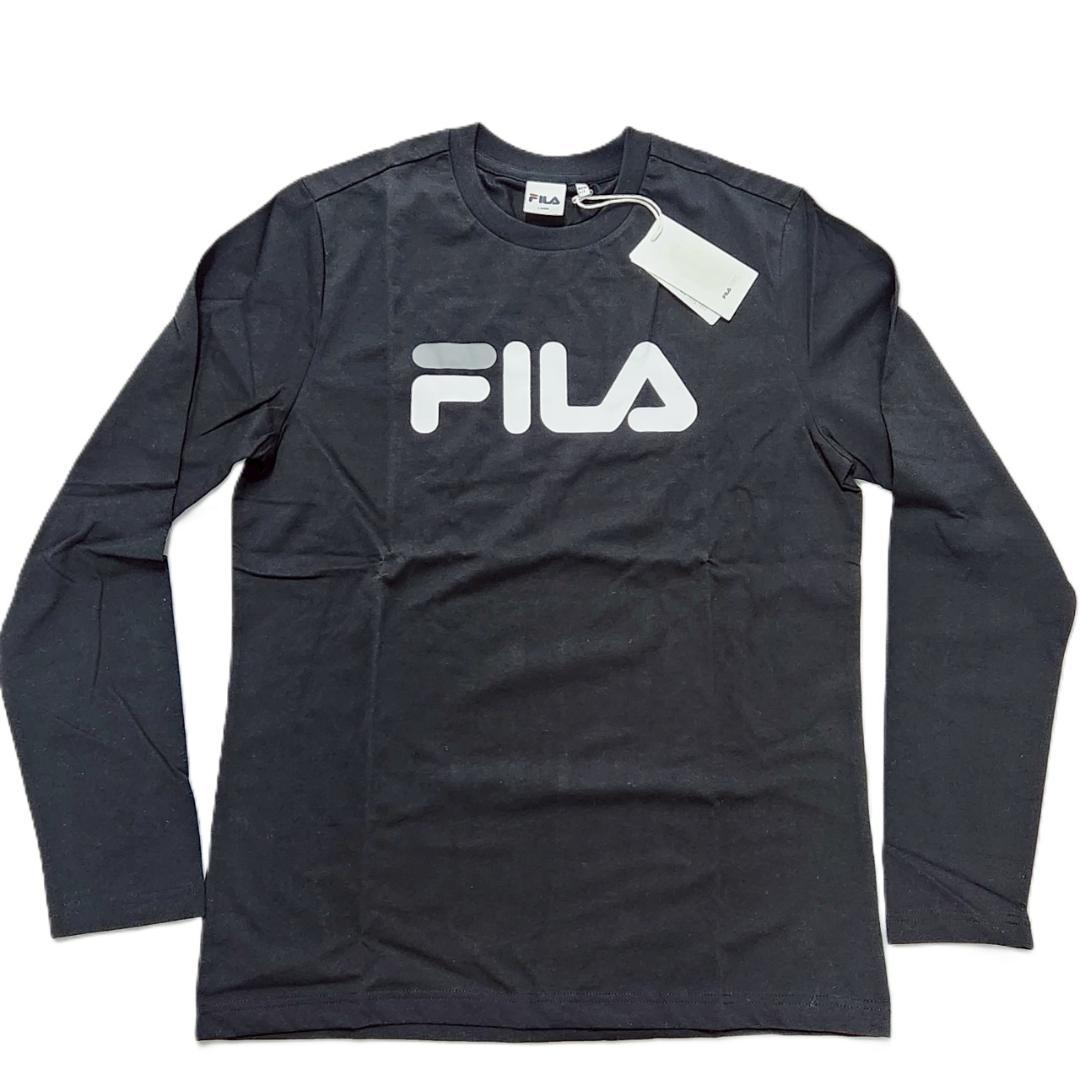 【お気にいる】 新品】FILA（フィラ）長袖シャツ ブラック ロゴ Lサイズ - メルカリ ウェア