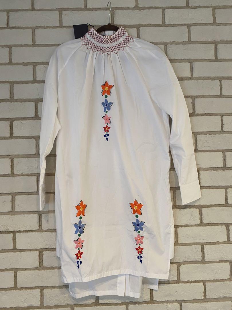 PRADA 刺繍入りロングシャツ ワンピース