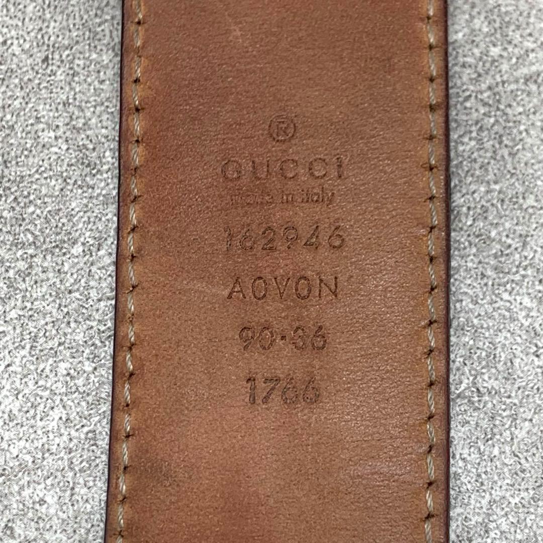 GUCCI シマ スクエア ベルト レザー シルバー金具 プレート