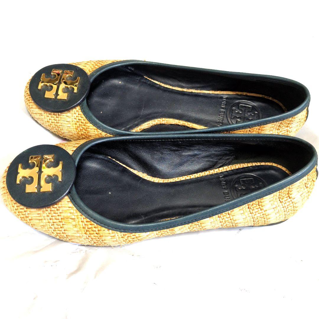 トリーバーチ　TORYBURCH　麦わら　希釈　25cm　パンプス　ビッグロゴ トリーバーチ TORYBURCH 麦わら 希釈 25cm パンプス ビッグロゴ