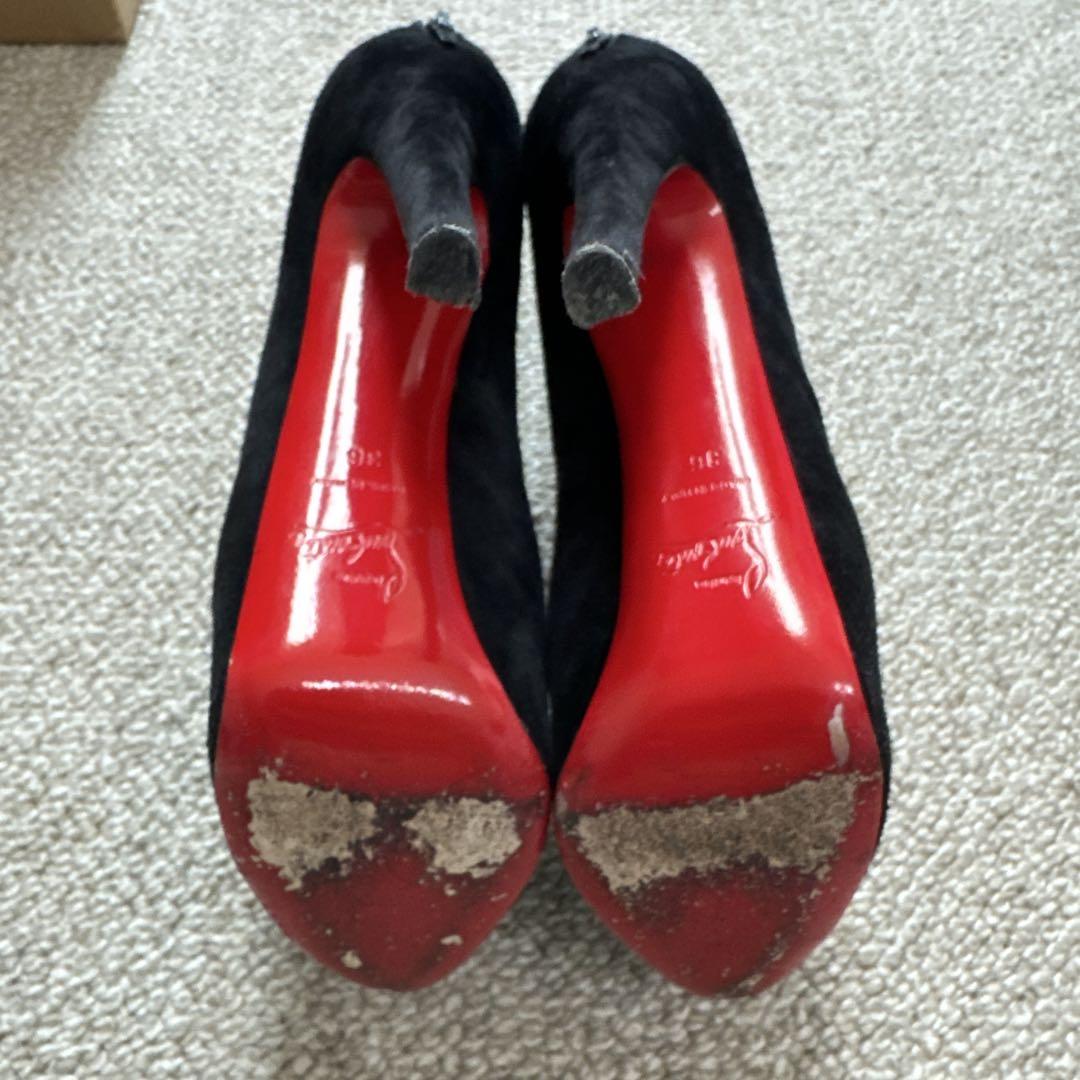 正規店仕入れの Louboutin Christian 黒 ブーティ スエード 靴