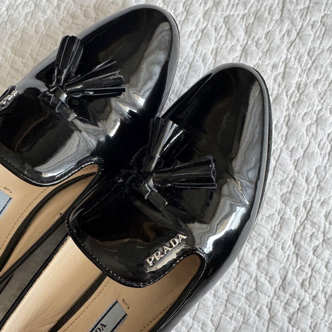 PRADA ロゴタッセルローファー パンプス ブラック 23cm 画像4