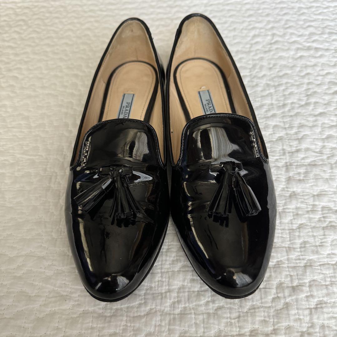 PRADA ロゴタッセルローファー パンプス ブラック 23cm 画像7