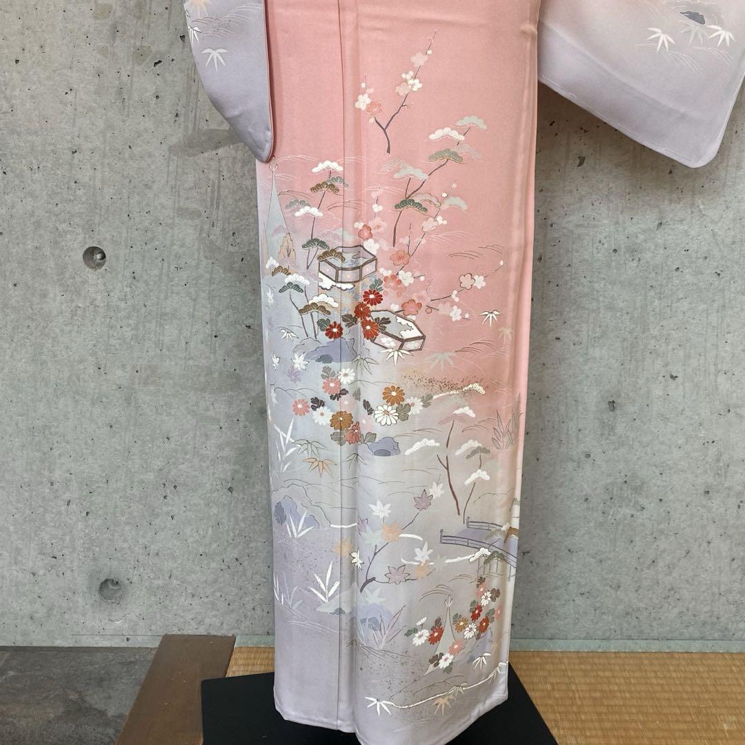 単衣付下げ訪問着[灰色地・地紙扇面]｜着物レンタルあき (来店