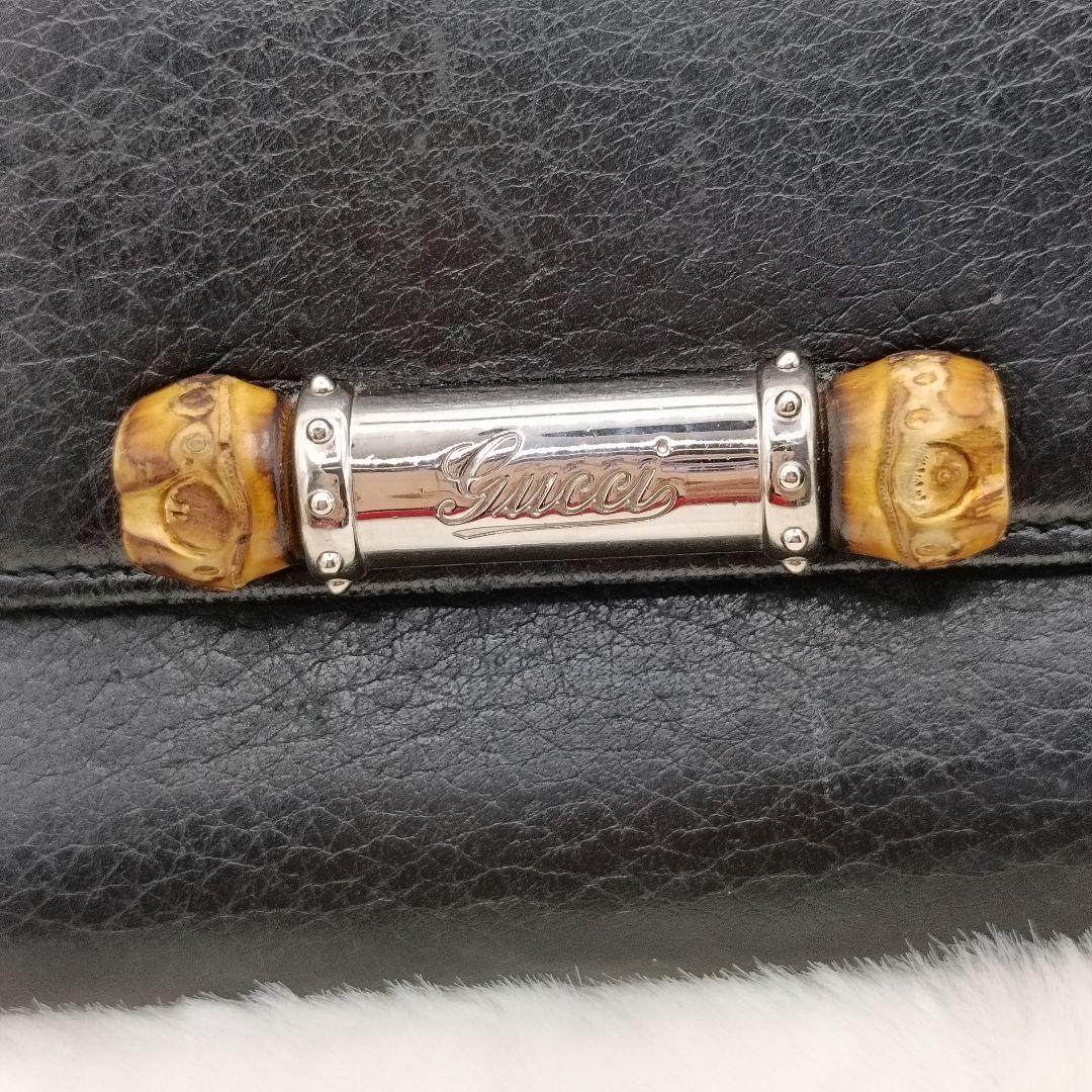 GUCCI グッチ バンブー 長財布 レザー ブラック ロゴ