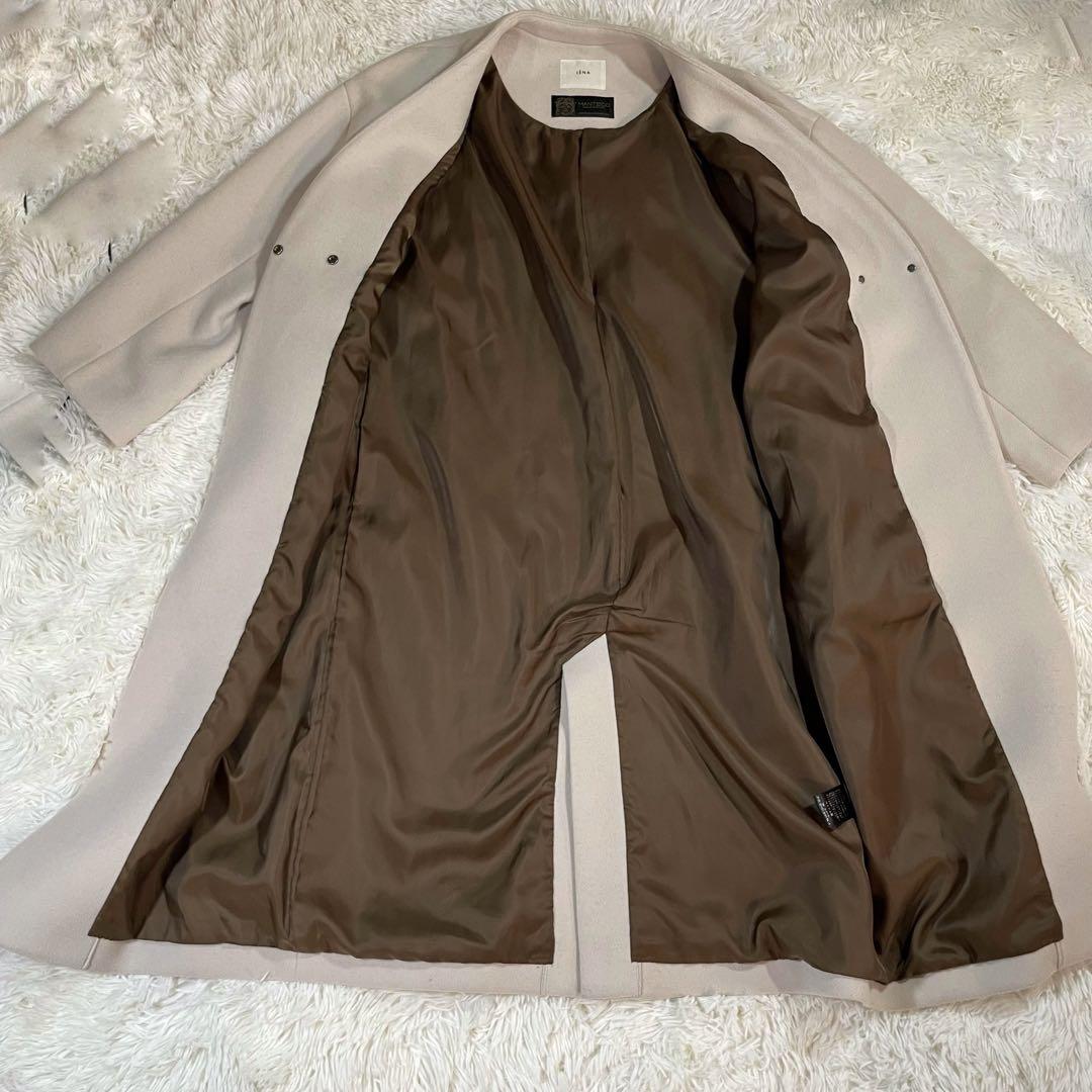 IENA MANTECOノーカラーコート　38 ナチュラル　美品