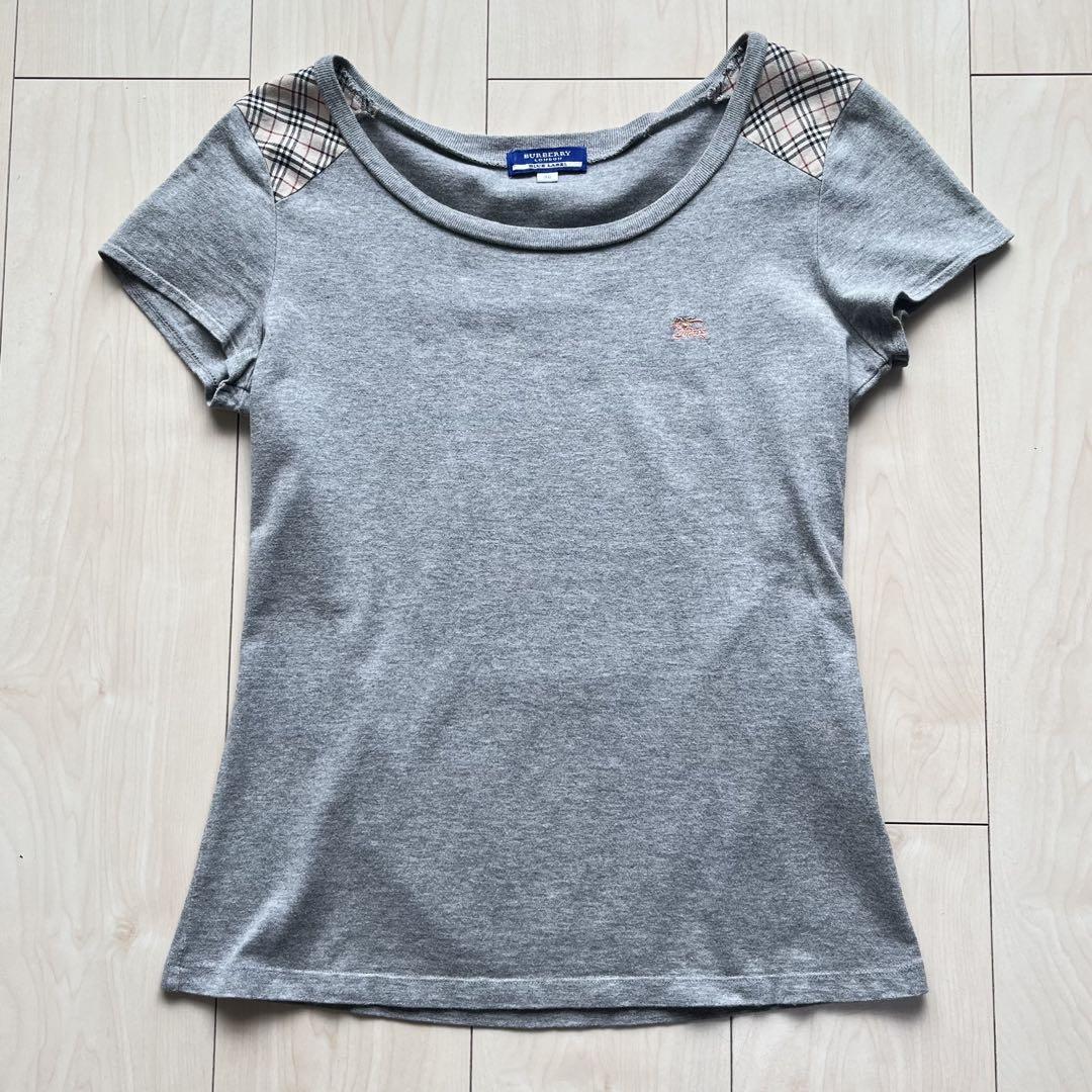 Y2K バーバリーブルーレーベル Tシャツ ノバチェック切替 38