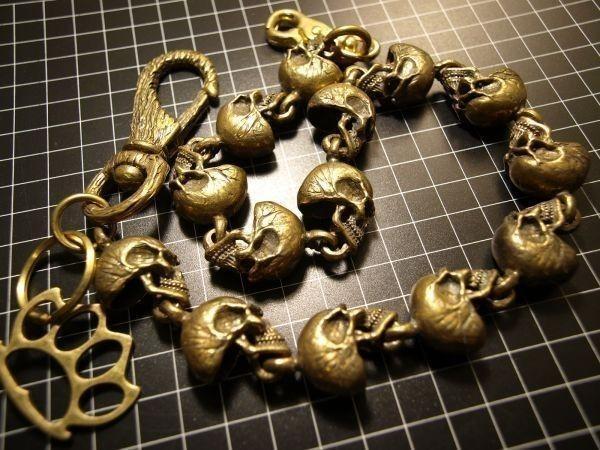 9660円 春の新作シューズ満載 スカル 極太ウォレットチェーン SKULL ドクロ カイザーナックル付き