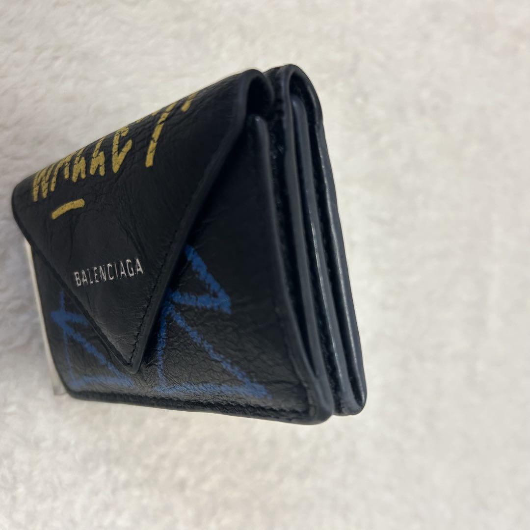 BALENCIAGA財布 三つ折り グラフィティー ペーパー 黒 - メルカリ