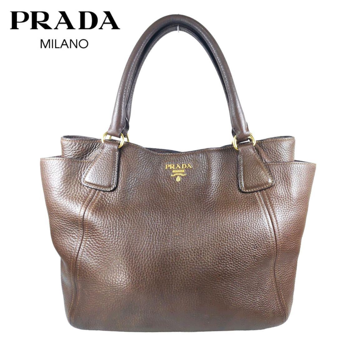 【人気ショップが最安値挑戦！】 PRADA/プラダ】美品 シボ革 トートバッグ ダイノ ヴィッテロ バッグ