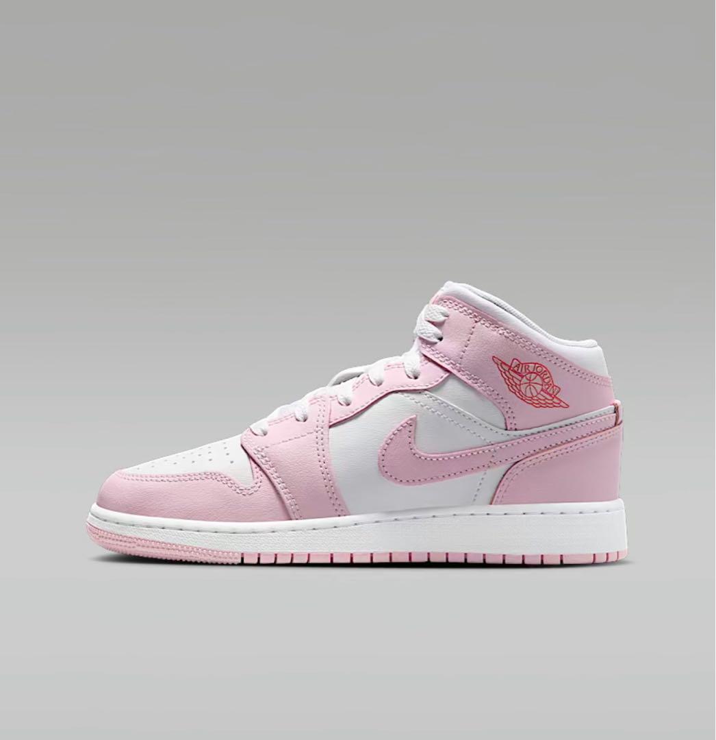 新品24.5cm】NIKE エアジョーダン1MID GS ピンク/レッド