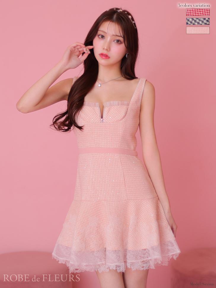ピンクfm2990 ローブドフルールフレア キャバ ドレスAngelRSugar 画像3