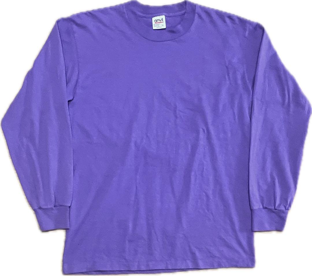 【美品、90s、usa製】ブランク　紫　無地　アンビル　　ロンT　L 長袖T
