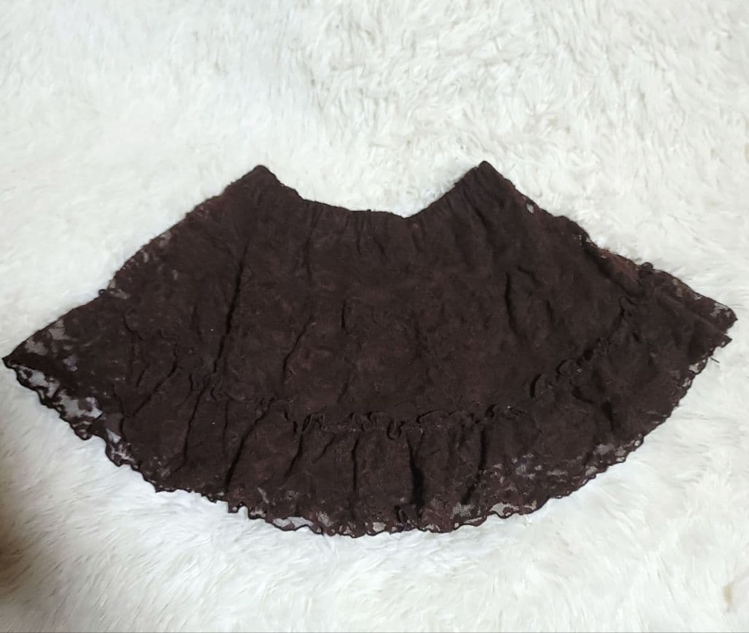 00s LIZLISA 起毛ブラウン パワネ ティアードフリル ミニスカ SIZE LIZ LISA