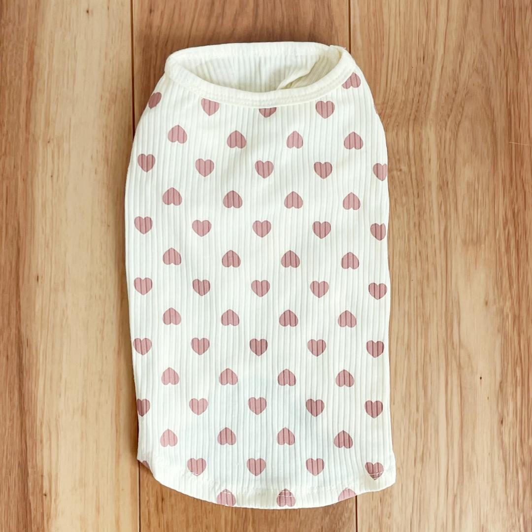 【犬猫服】ハートとフリル　2XL　白ホワイト　ハート　おでかけ　お散歩　かわいい