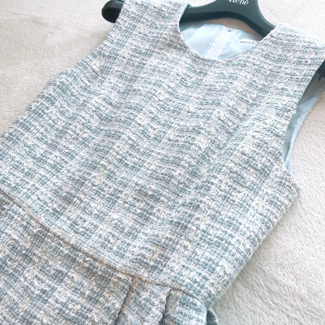 極美品✨フォクシー ツイードワンピース Aライン 20年 ブルー　40サイズ