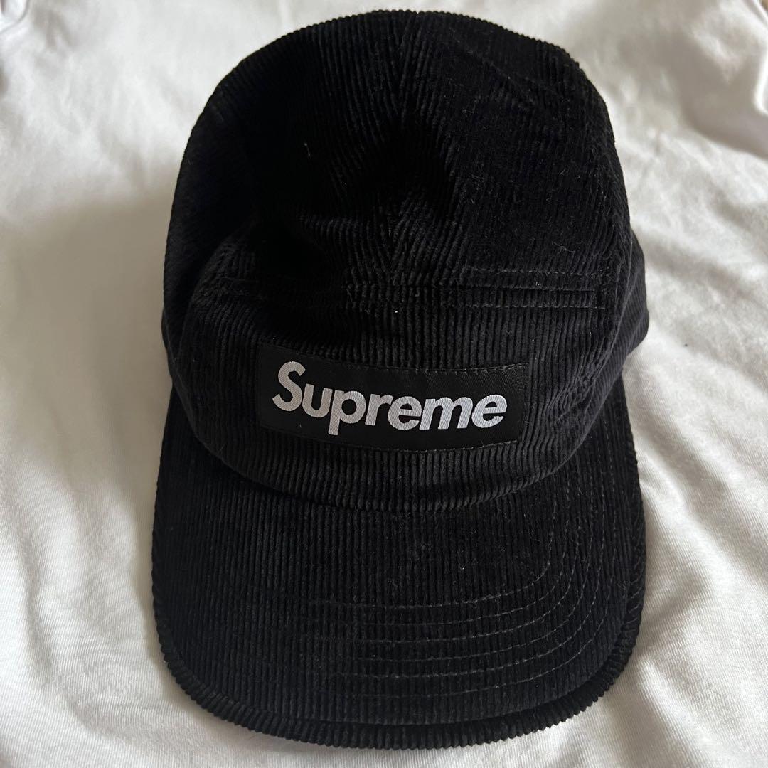 supreme コーデュロイキャップ　黒　23fwモデル