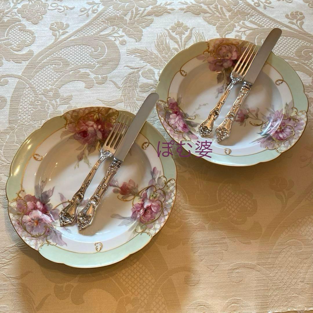 リード＆バートン 純銀 スターリング ナイフ＆フォーク ２組 Intaglioやや傷や汚れあり