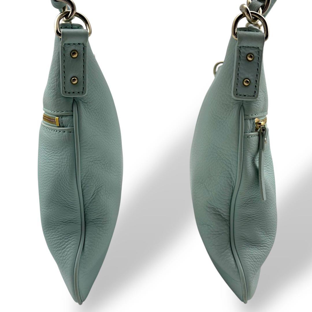 ケイトスペード ショルダーバッグ クロスボディ レザー ブルー系 水色 金具ロゴ