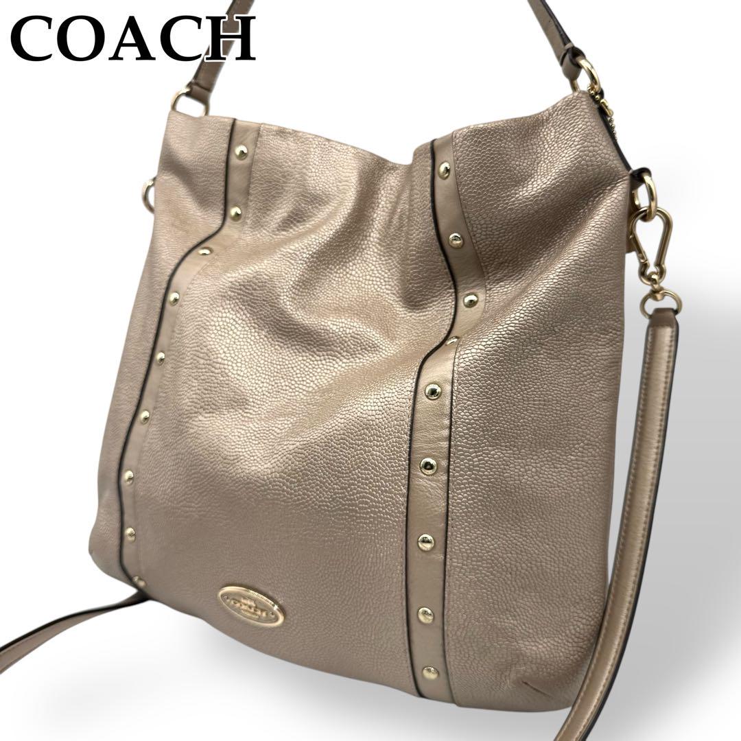 COACH ショルダーバッグ 2way スタッズ ロゴプレート レザー 5,400円